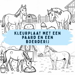 Kleurplaat met een Paard en een Boerderij – Gratis Printbare Platen
