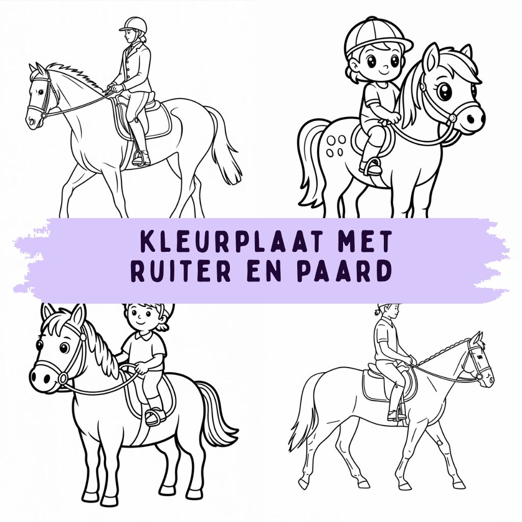 kleurplaat met ruiter en paard ft