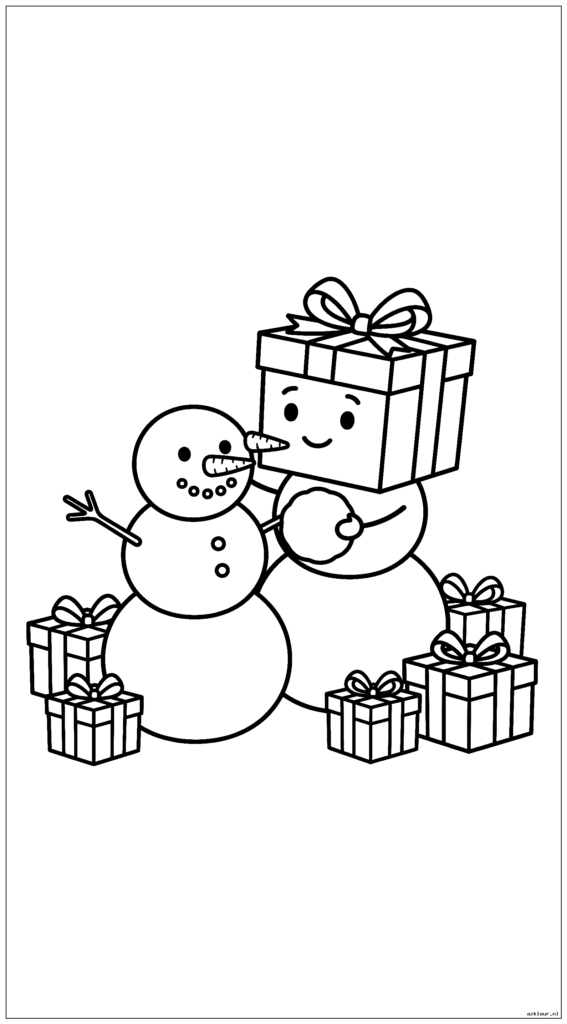 Lief klein geschenkdoosje waarin je een sneeuwpop bouwt met wortelneus en stokarmen