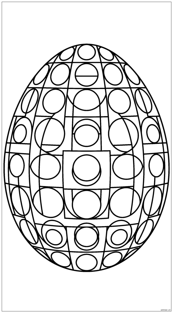 Paasei met eigentijds optisch illusiepatroon met cirkels en vierkanten