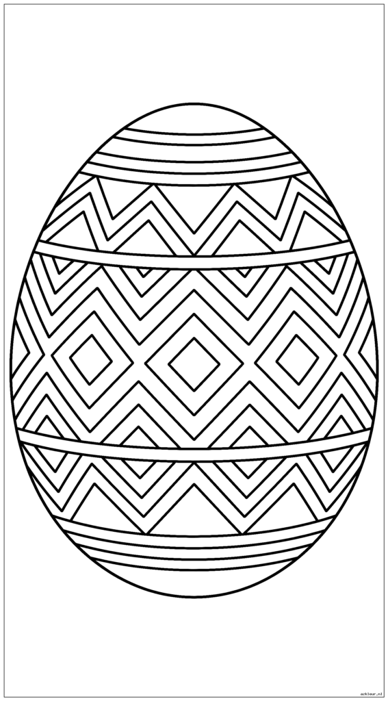 Paasei versierd met op art deco geïnspireerde zigzag- en ruitpatronen