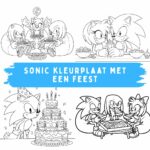 sonic kleurplaat met een feest ft