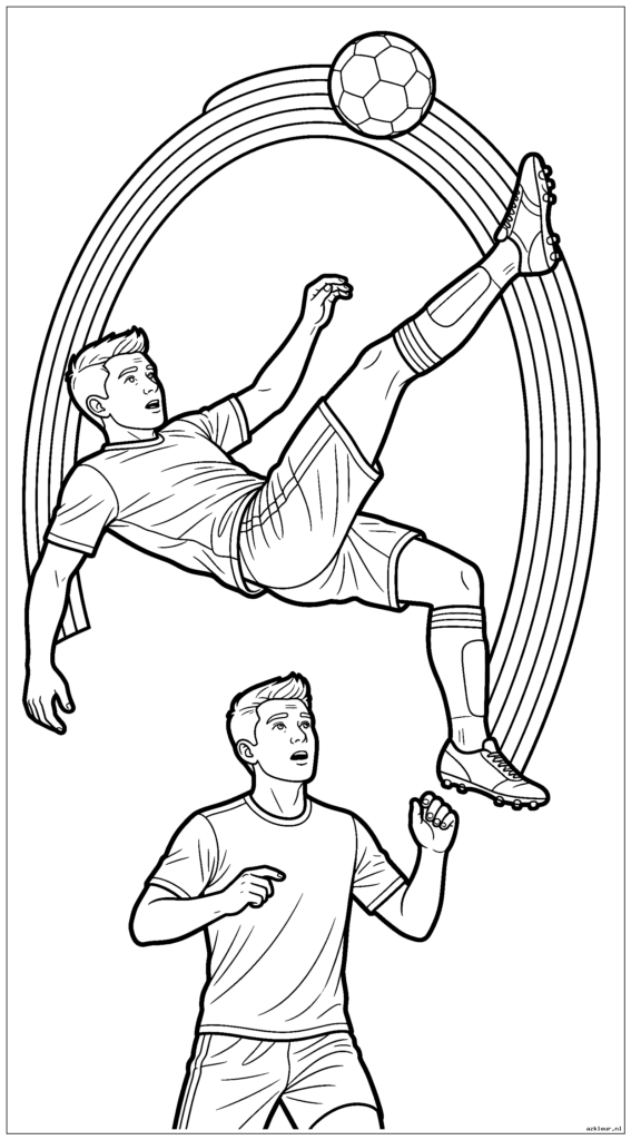 Speler die een geweldige regenboogbeweging over het hoofd van de tegenstander uitvoert