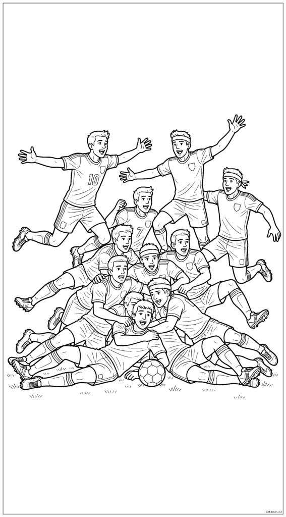 Teamviering stapelt zich op na het scoren van het winnende doelpunt